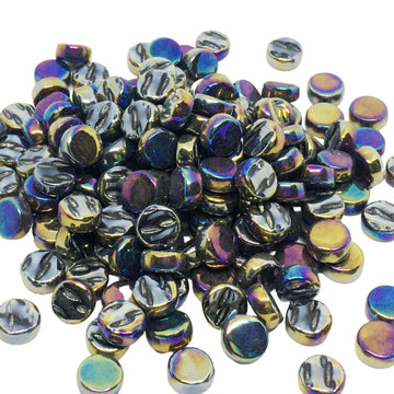 Verre Mosaique - glass mosaic -Glasmosaik-glasmozaïek-Mini Rondjes Parelmoer 8mm Opaalzwart - mosaicshop