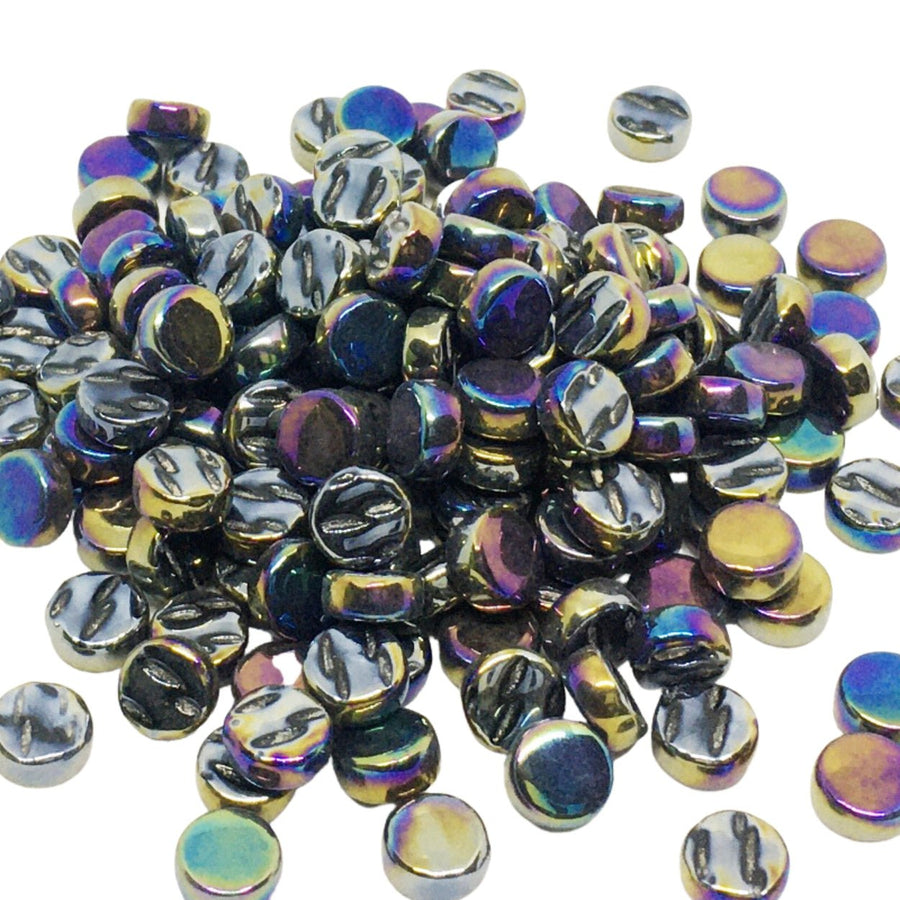 Verre Mosaique - glass mosaic -Glasmosaik-glasmozaïek-Mini Rondjes Parelmoer 8mm Opaalzwart - mosaicshop