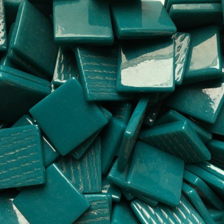 Verre Mosaique - glass mosaic -Glasmosaik-glasmozaïek-Pâte de Verre 25mm Donkercyaan - mosaicshop