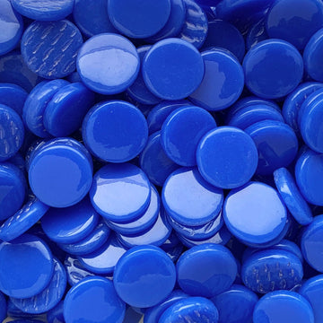 Verre Mosaique - glass mosaic -Glasmosaik-glasmozaïek-Ronde Glastegel 18mm Brilliantblauw - mosaicshop