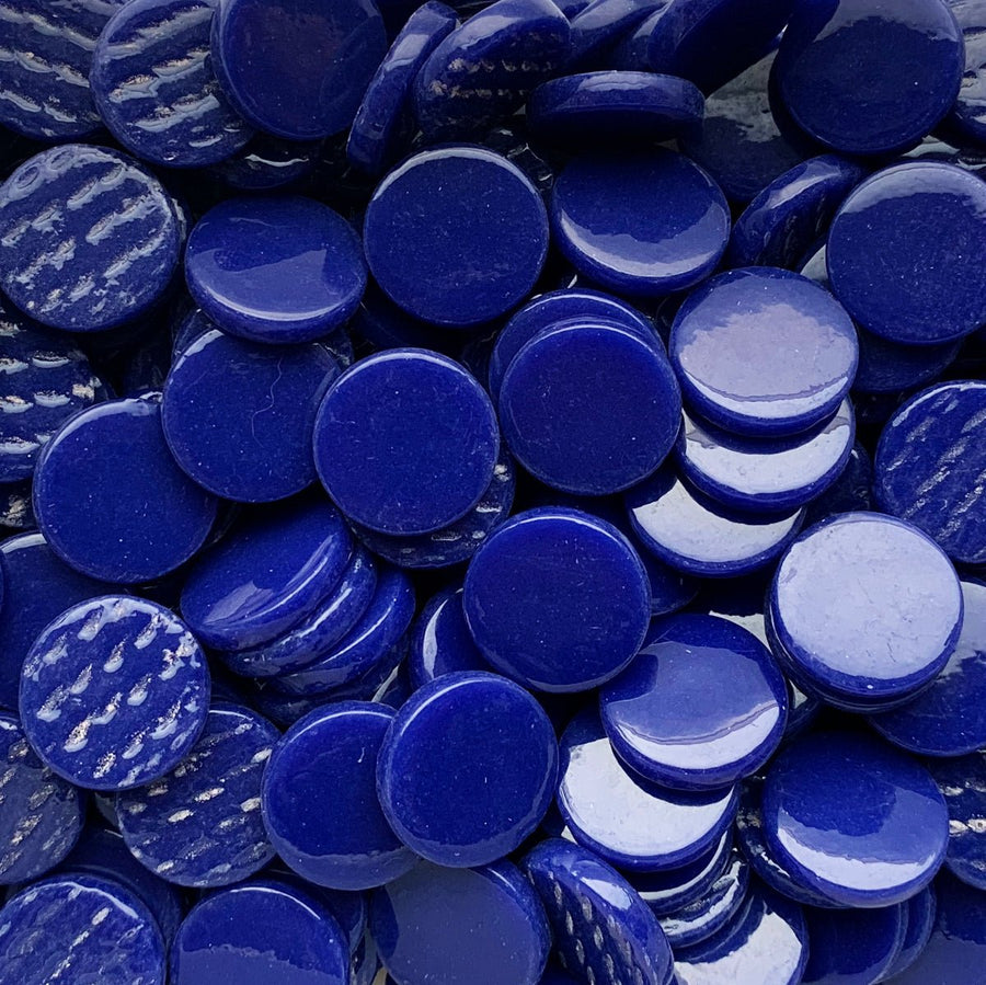 Verre Mosaique - glass mosaic -Glasmosaik-glasmozaïek-Ronde Glastegel 18mm Donkerblauw - mosaicshop