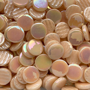 Verre Mosaique - glass mosaic -Glasmosaik-glasmozaïek-Ronde Glastegel Parelmoer 18mm Blush - mosaicshop