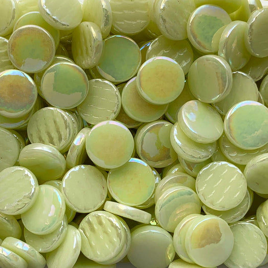 Piastrella di Vetro Rotonda Madreperla 18mm Giallo Chiaro