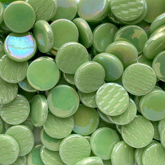 Piastrella di Vetro Rotonda Madreperla 18mm Verde Menta