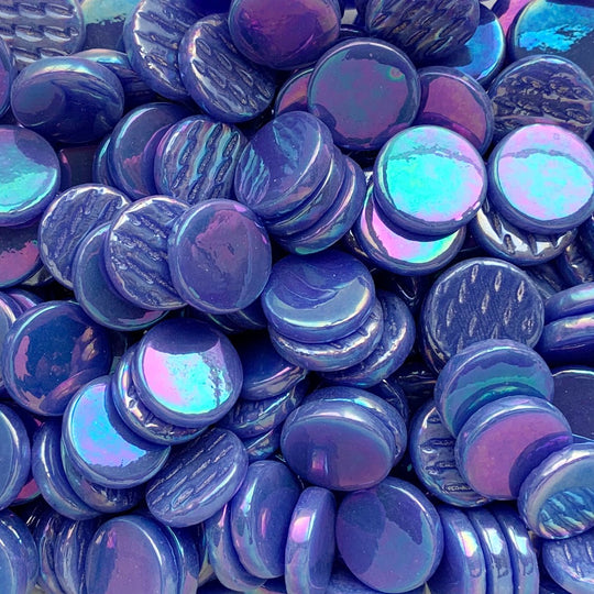 Piastrella di Vetro Rotonda Madreperla 18mm Blu Caldo