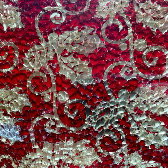 Safety Glas  Golden Red Tendrillar Flower